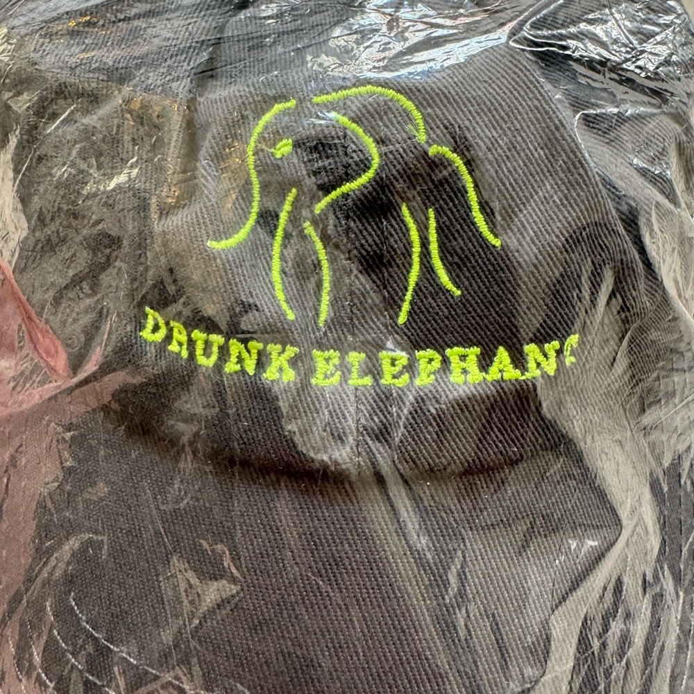 Drunk Elephants Faded Black Cap with Neon Green Logo